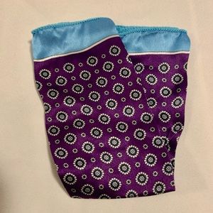 Purple and blue silk pocket square